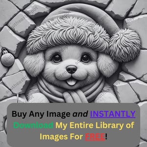 Puppy Winter Image Laser Ready Burn File | Cozy Christmas Pet Digital Download | 3D Illusion Graphics PNG Photo for Glowforge XTool