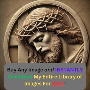 3D-illusie van Jezus Christus | Laserklaar png-bestand | Direct downloaden voor Glowforge, XTool | Religieuze muurkunstgravure