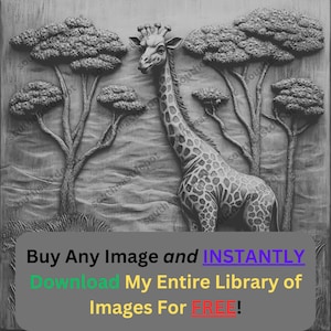 3D Giraffe Safari Relief Kunst | Afrikanische Wildtiere Kinderzimmer Wand Dekor | Tier Natur Laser Design Digitaler Download PNG Format | Glühschmiede
