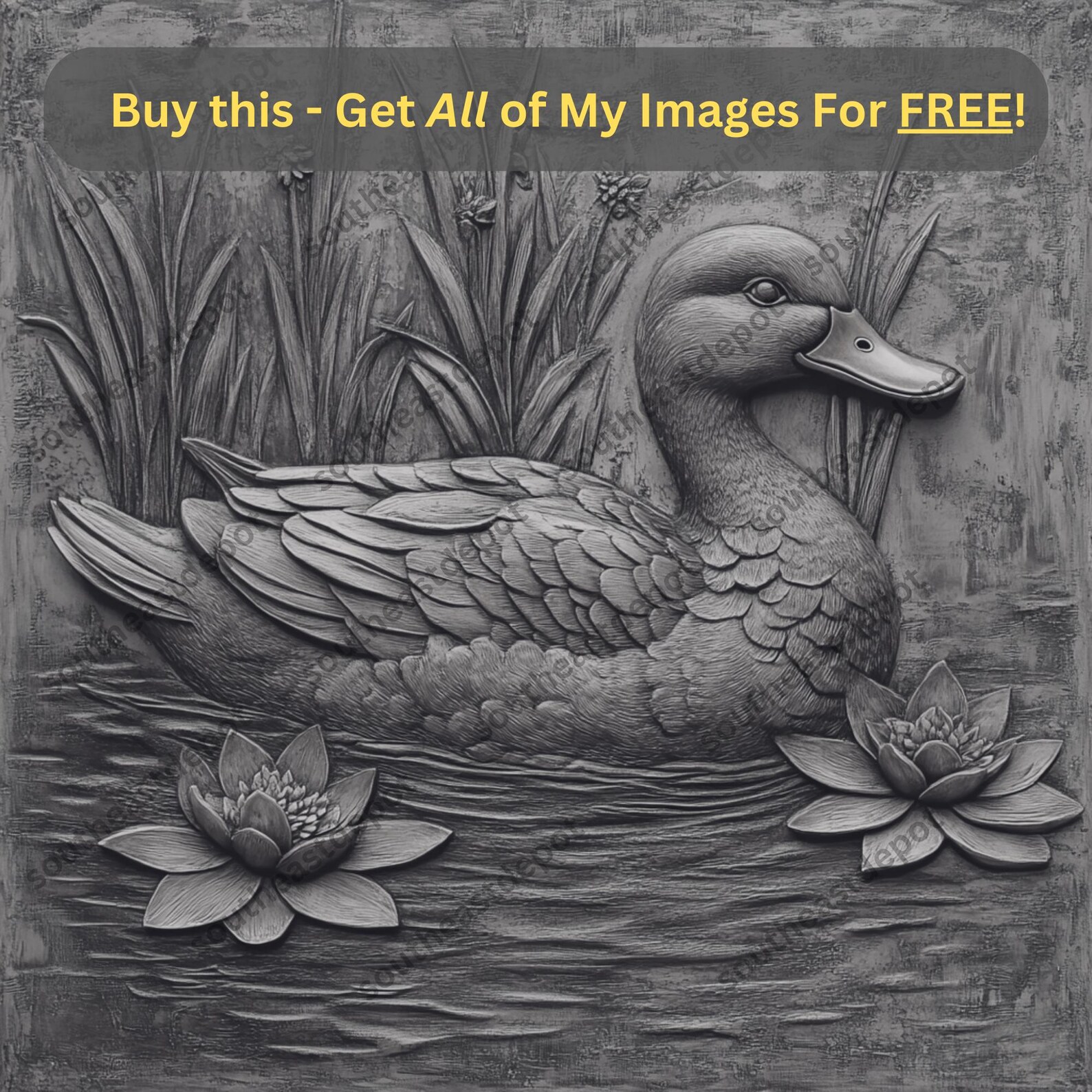 Duck Pond Image Laser Ready Engrave Burn File | Water Lily Nature ...