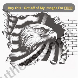 Fichier de conception numérique Ten Eagle - Glowforge | Gravure laser prête à l'emploi au format PNG - Bois - 3D Illusion USA Military 2e amendement