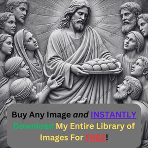 Immagine miracolosa di Gesù Multitude Laser Ready Burn File / Download digitale di pani biblici / Grafica di illusione 3D PNG Foto per Glowforge XTool