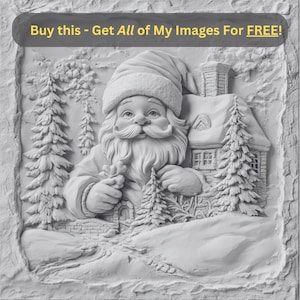 Imagen de retrato de la cabaña de elfo de Papá Noel, archivo de quemado láser / descarga digital de escena navideña / gráficos de ilusión 3D PNG para Glowforge