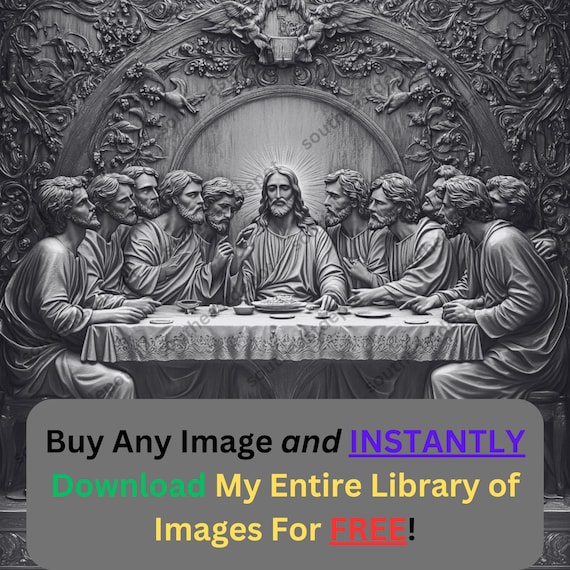 Last Supper Image Laser Engrave Burn File | Religious Classical Scene Digital Download | 3D Illusion Graphics PNG Photo for Glowforge XTool