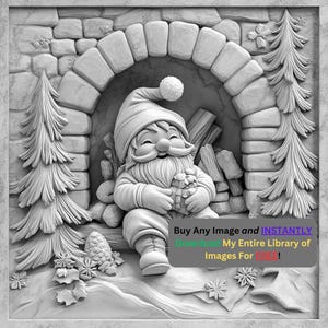 Imagen de Gnome Joy lista para cortar con láser Archivo para grabar / Bosque invernal Navidad Descarga digital / Gráficos de ilusión 3D Foto PNG para Glowforge XTool