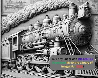 Early Steam Locomotive Image Laser Cut Burn File | Train Digital Download | 3D Illusion Graphics PNG Photo Glowforge - 0306