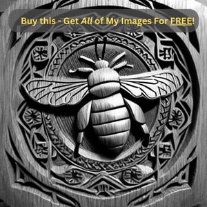 Digitaal ontwerpbestand - Bee Carving 3 - Glowforge | Lightburn laserklaar graveren png-formaat - hout - 3D-illusie