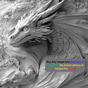 Immagine di drago mitologico File di masterizzazione tagliato al laser / Download digitale di arte dimensionale di bestia mitologica / Grafica di illusione 3D Foto PNG Glowforge Slate