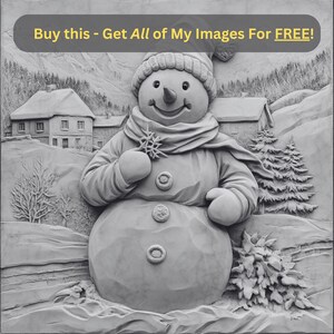 Sneeuwpopdorp afbeelding laserbranden | Digitale download winterbergvakantie | 3D-illusie-graphics, png-foto voor Glowforge XTool