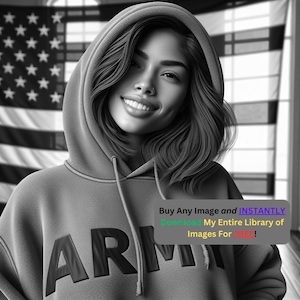 Military Woman Image Laser Cut Burn File | US Army Hoodie Portrait Digital Download | 3D Illusion Graphics PNG Photo Glowforge - 0293