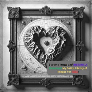 Uraltes Kartenbild Laserschnitt Brenndatei | Herz Design Gravur Digital Download | 3D Illusion Grafiken PNG Foto Glowforge - 0326