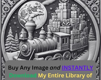 Steam Train Image Laser Burn File | Victorian Christmas Holiday Scene Digital Download | 3D Illusion Graphics PNG Photo for Glowforge XTool