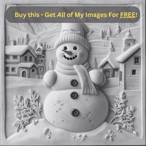 Imagen de aldea de muñecos de nieve grabada con láser / Descarga digital de vacaciones navideñas en el país de las maravillas invernal / Gráficos de ilusión 3D PNG para Glowforge