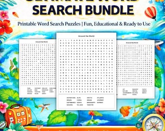 Word Search Bundle | Massive 20,500-Word Printable Puzzle Collection| Fun Printable Word Find Puzzle for Kids & Adults | Seniors Activity