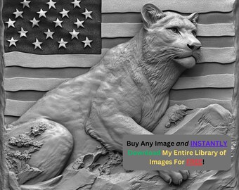 Cougar Image Laser Cut Burn File | Patriotic Nature Digital Download | 3D Illusion Graphics PNG Photo Glowforge - 0265