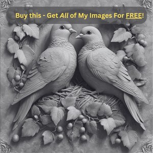 File di masterizzazione pronto per il laser dell'immagine del nido delle colombe / Formato di download digitale del cerchio di vite di bacche / Foto PNG della grafica di illusione 3D per Glowforge XTool