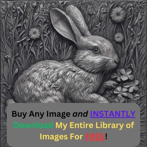 Hasengarten Bild Laserfertig Gravieren Brennen Datei | Wildblumen Natur Digital Download | 3D Illusion Grafik PNG Foto für Glowforge XTool