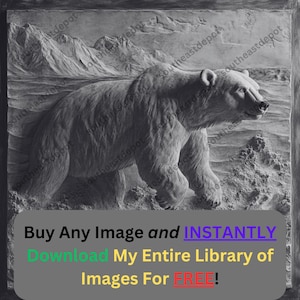Archivo láser con relieve de oso polar en 3D / Descarga digital PNG de fauna ártica para Glowforge XTool
