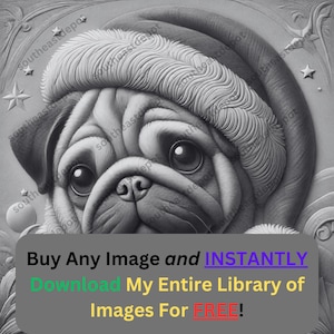 Pug Christmas Image Laser Ready Burn File | Holiday Pet Winter Digital Download | 3D Illusion Graphics PNG Photo for Glowforge XTool