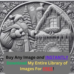Kerstman die cadeaus aflevert Afbeelding Lasergraveren Brandbestand | Vakantie winter digitale download | 3D-illusie-graphics, png-foto voor Glowforge XTool