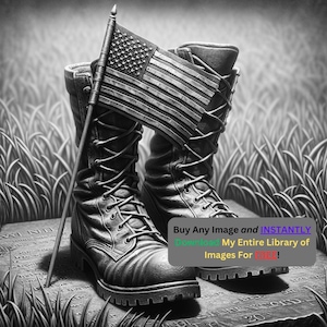 Military Boots Image Laser Cut Burn File | USA Patriotic Memorial Digital Download | 3D Illusion Graphics PNG Photo Glowforge - 0279