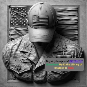 Arquivo de gravação de corte a laser de imagem de veterano dos EUA | Download digital de design militar patriótico | Foto PNG de gráficos de ilusão 3D Glowforge - 0294