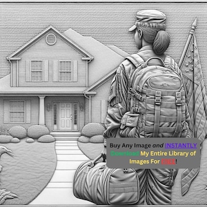 USA Soldier Returning Home Image Laser Cut Burn File | US Patriotic Digital Download | 3D Illusion Graphics PNG Photo Glowforge - 0295