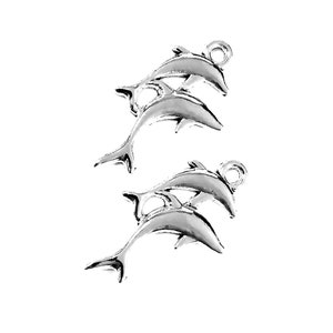 20PCS Dolphins charms pendant---28x14mm Antique silver DIY craft base material