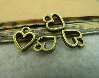 50pcs Love Heart Charms Pendant 8x10mm Antique Bronze DIY Jewelry Making Ornament Accessories