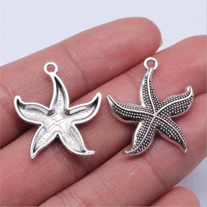 10pcs Starfish charms pendant---24mm Antique silver DIY jewelry handmade base material