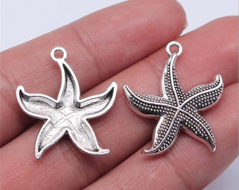 10pcs Starfish charms pendant---24mm Antique silver DIY jewelry handmade base material