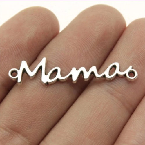 20 breloques lien maman --- 37 x 8 mm Bijoux DIY en argent antique fait main, matériau de base