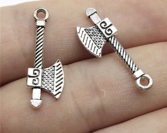 50pcs Axe charms pendant---27x10mm Antique silver DIY Jewelry Making Findings