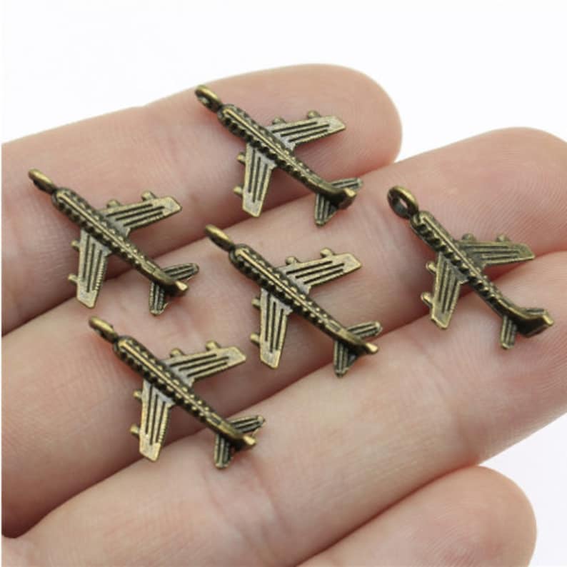 50pcs 5x15x22mm Aircraft Flugzeug Charms Anhänger Antique Bronze