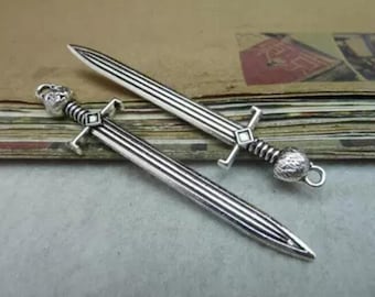 10pcs 15*66mm Cat Head Sword Pendant