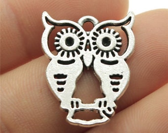 10pcs Owl charms pendant 19x23mm antique silver DIY jewelry handmade base material