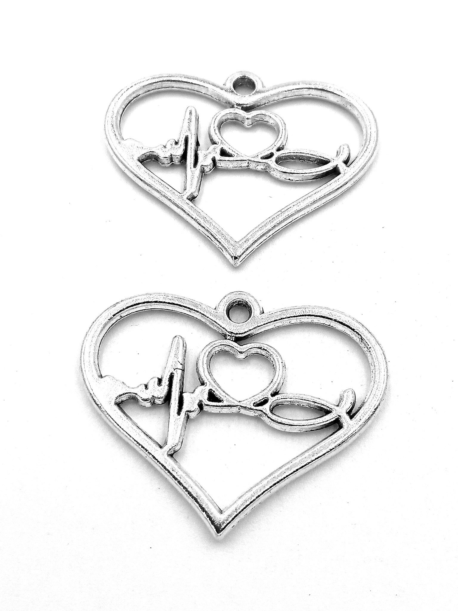 Antique Silver Electrocardiogram Heartbeat Pendant Necklace – 34x19mm Unisex Jewelry For Men & Women, Gift For Valentine’s Day