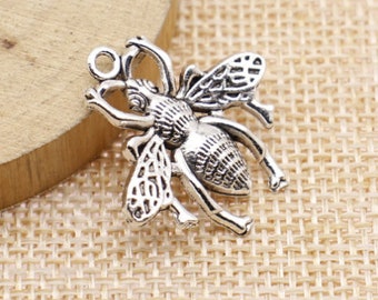 10pcs Bee charms pendant---26x25mm Antique silver DIY jewelry handmade base material