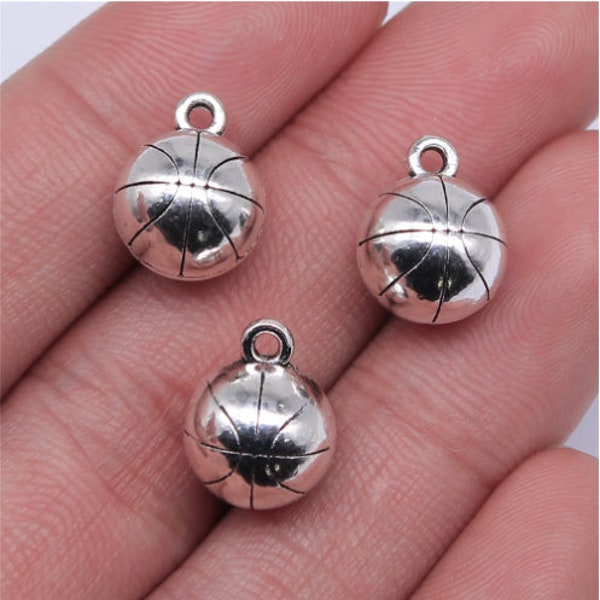 10pcs 3D Basketball charms pendant---11mm Antique silver DIY jewelry handmade base material