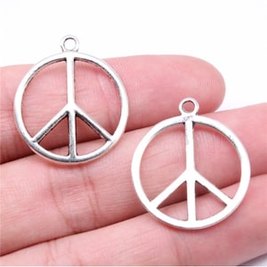 50PCS Peace symbol charms pendant---16x14mm Antique silver DIY jewelry handmade base material