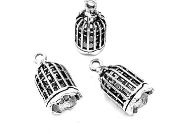 5pcs 3D Birdcage charms pendant---22x11mm Antique silver DIY jewelry handmade base material