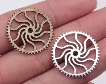 15 Stück Zahnrad-Charms --- 25 mm Antik-Bronze/Antik-Silber Steampunk-Charm für Schmuckherstellung DIY-Basismaterial