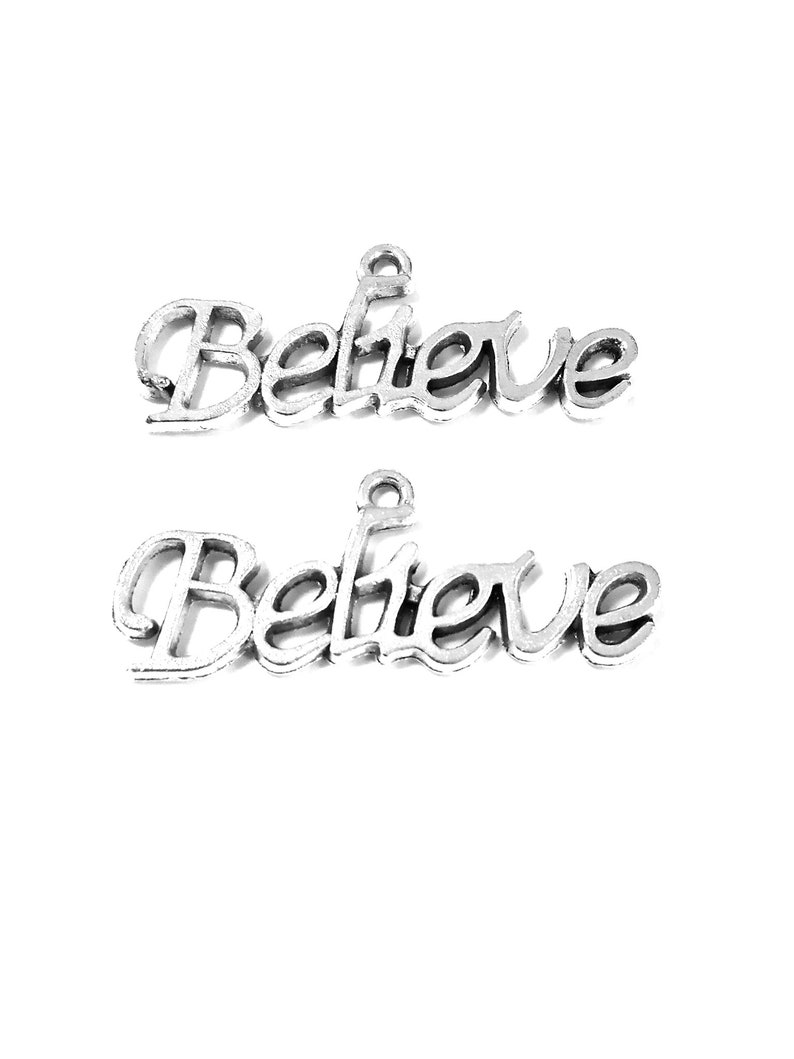 30PCS Believe Charms Pendant---33x13mm Antique Silver DIY Jewelry ...
