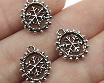 30pcs Snowflake charms pendant 15x12mm antique silver DIY Jewelry Making Findings