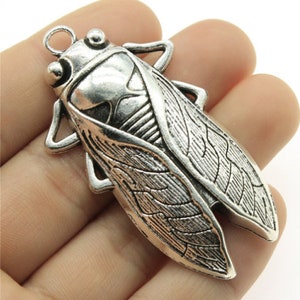 5pcs 34x62mm Zilver Cicada Insecten Charm Hanger afbeelding 1