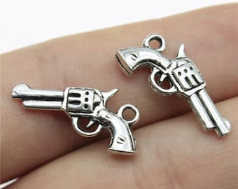 30pcs Revolver charms pendant 12x22mm antique silver DIY jewelry handmade base material