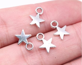 50pcs Pentagram charms pendant---11x8mm Antique silver DIY jewelry handmade base material