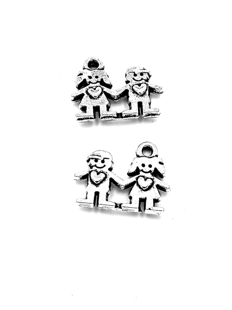 --14x11mm Antique silver DIY jewelry handmade base material 25pcs Lovers charms pendant