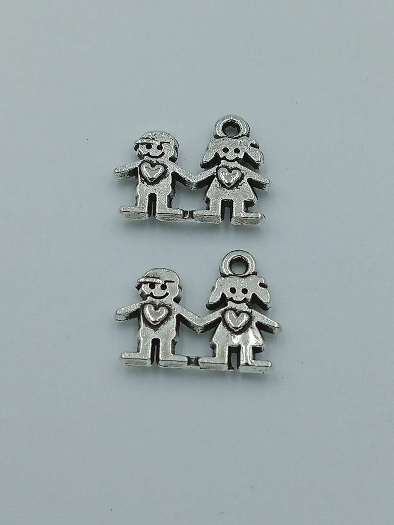 --14x11mm Antique silver DIY jewelry handmade base material 25pcs Lovers charms pendant
