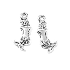 30PCS Mermaid charms pendant21x10mm Antique silver/Antique bronze DIY jewelry handmade base material image 4
